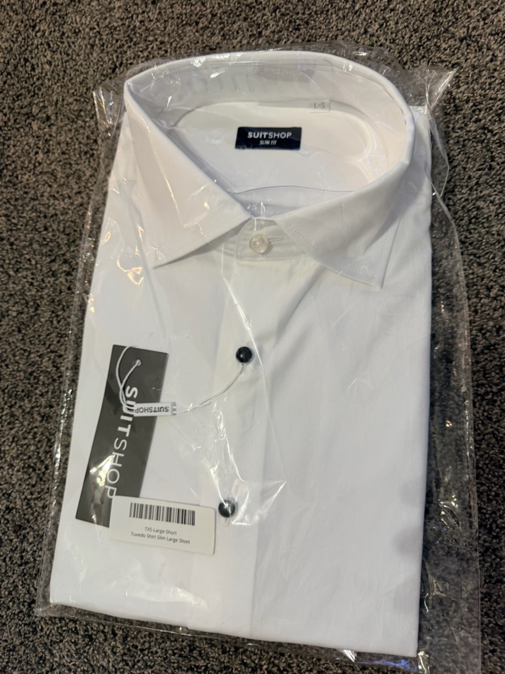 Men's Tuxedo White Shirt Slim Large Short- Classic Spread Collar